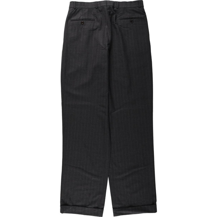 Brooks Brothers 346 Stripe Pattern Two-Pleat Wool Trousers, Men's Size W32 (approx.) wool gray type Vintage Second Hand