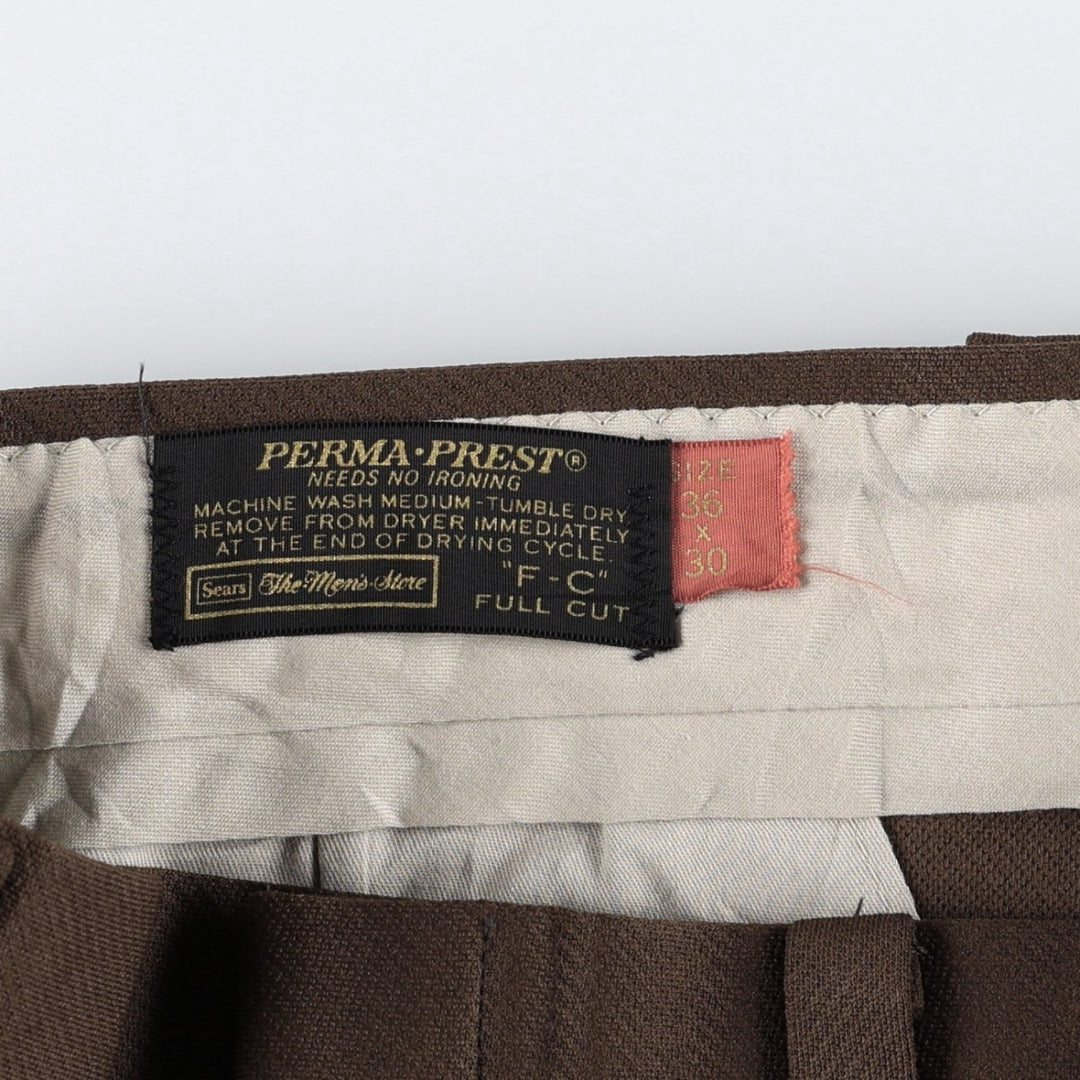 1970'S Sears slacks pants, men's size W35 (approx.), vintage. unclear brown type Vintage Second Hand
