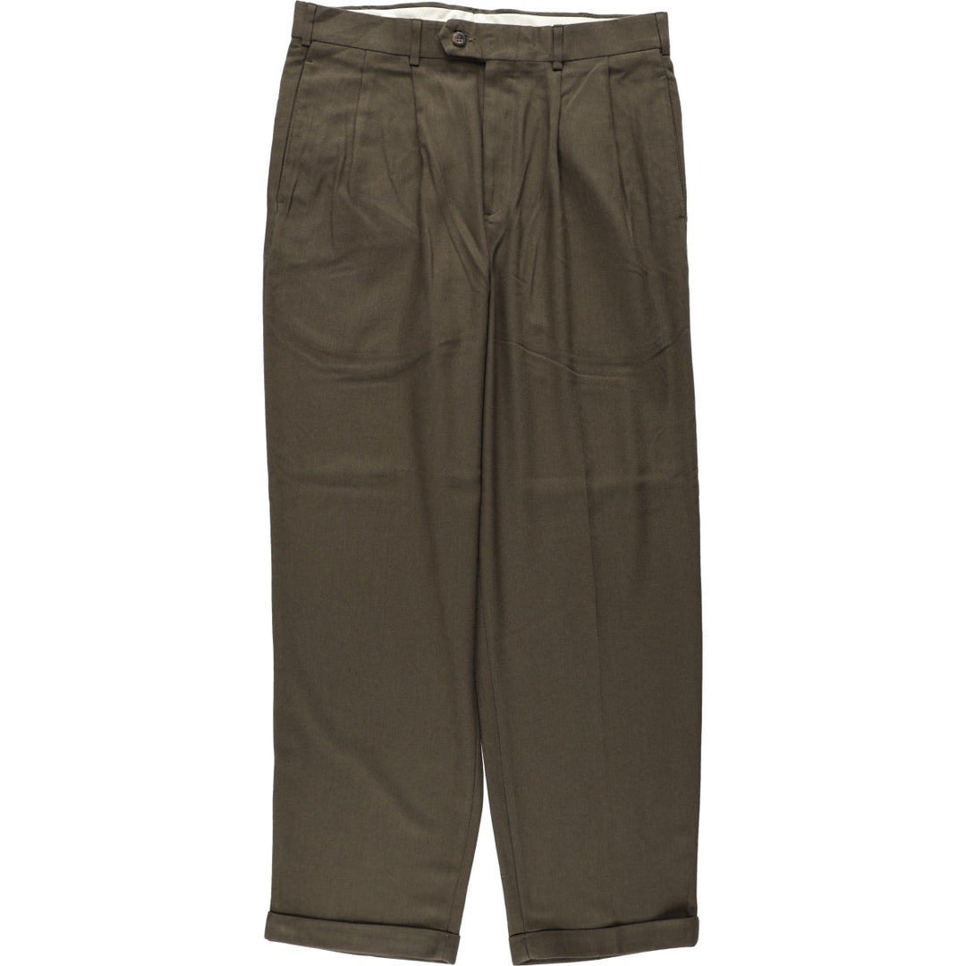 Levi's SLATES two-pleat slacks pants, men's size W33 (approx.), vintage. polyester Khaki type Vintage Second Hand