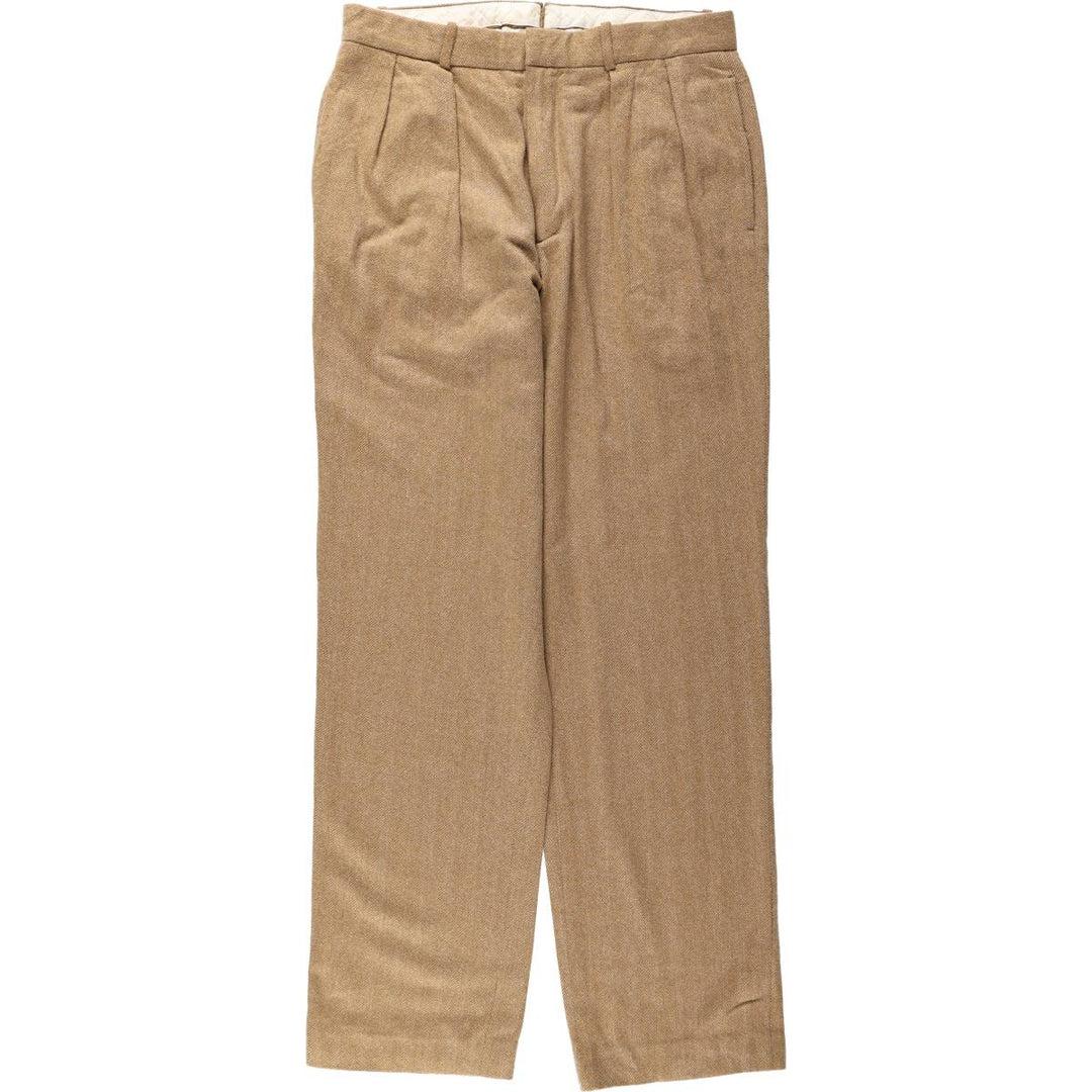 Ralph Lauren POLO GOLF herringbone two-pleat slacks, men's size W33 (approx.) wool Beige type Vintage Second Hand