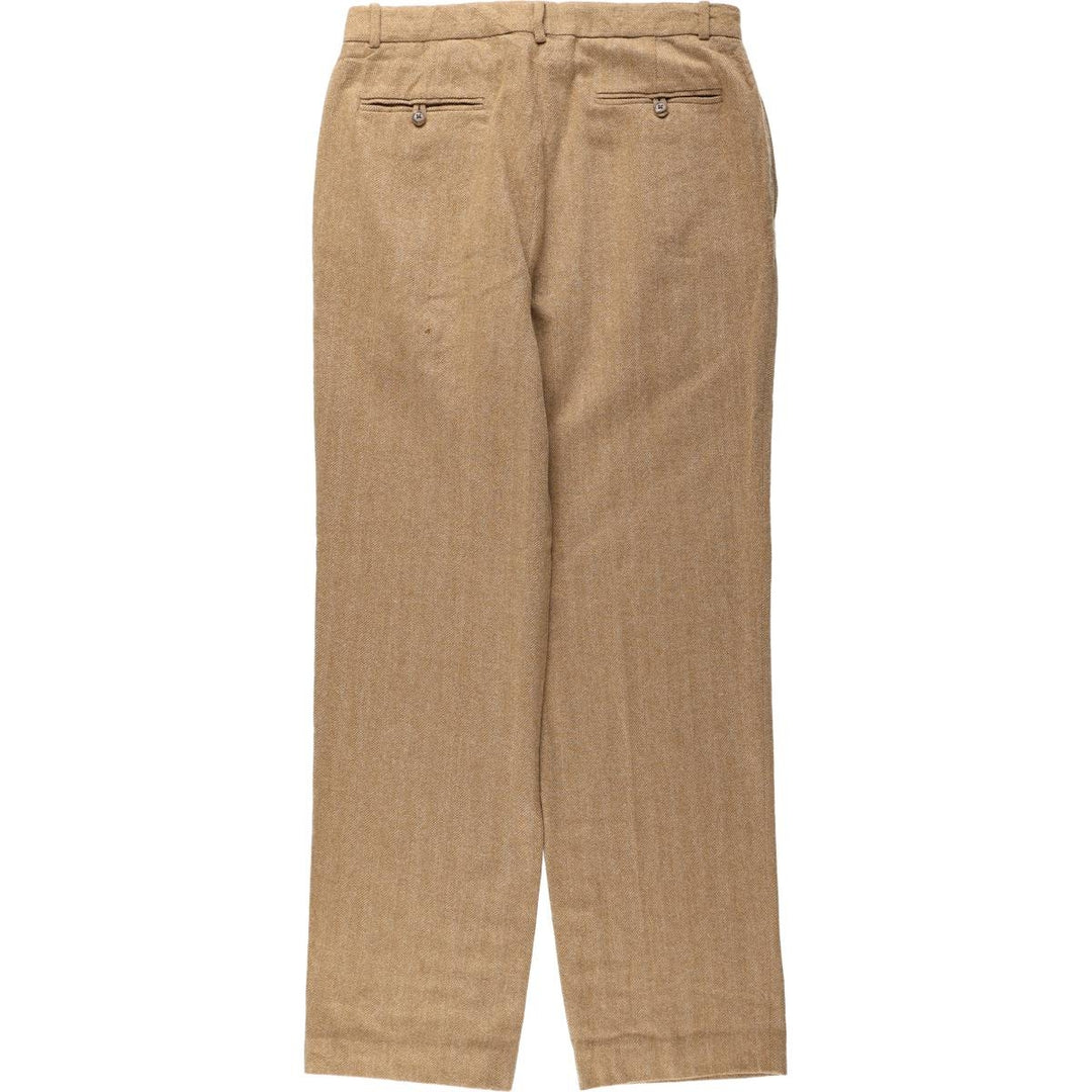 Ralph Lauren POLO GOLF herringbone two-pleat slacks, men's size W33 (approx.) wool Beige type Vintage Second Hand