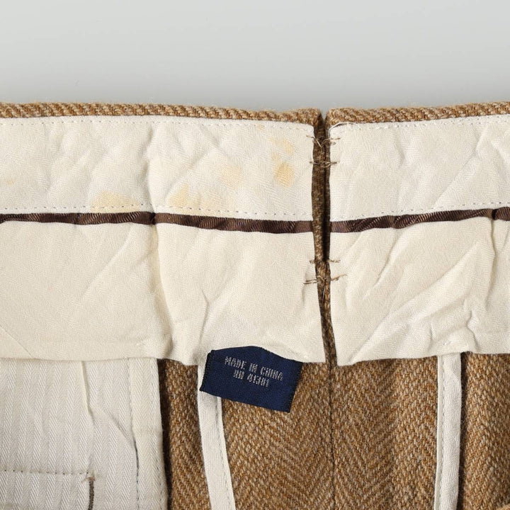Ralph Lauren POLO GOLF herringbone two-pleat slacks, men's size W33 (approx.) wool Beige type Vintage Second Hand