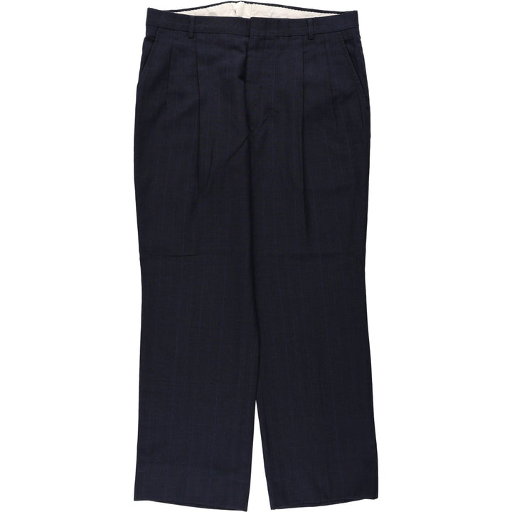90'S Vintage Two-pleat Men's Slacks, Size W34 unclear navy blue type Vintage Second Hand