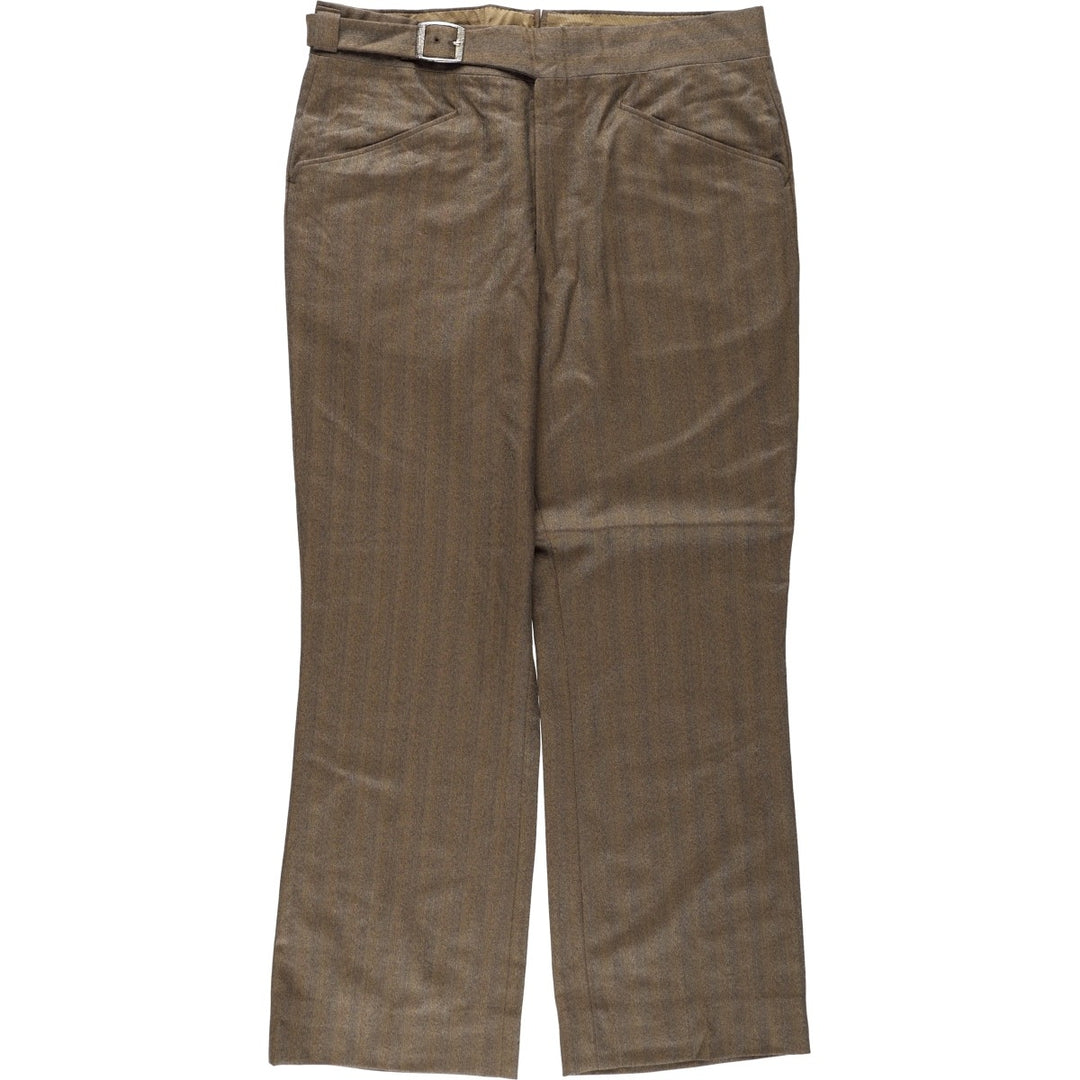 Striped Pattern Slacks Pants, Men's W35 (approx.), Vintage unclear brown type Vintage Second Hand