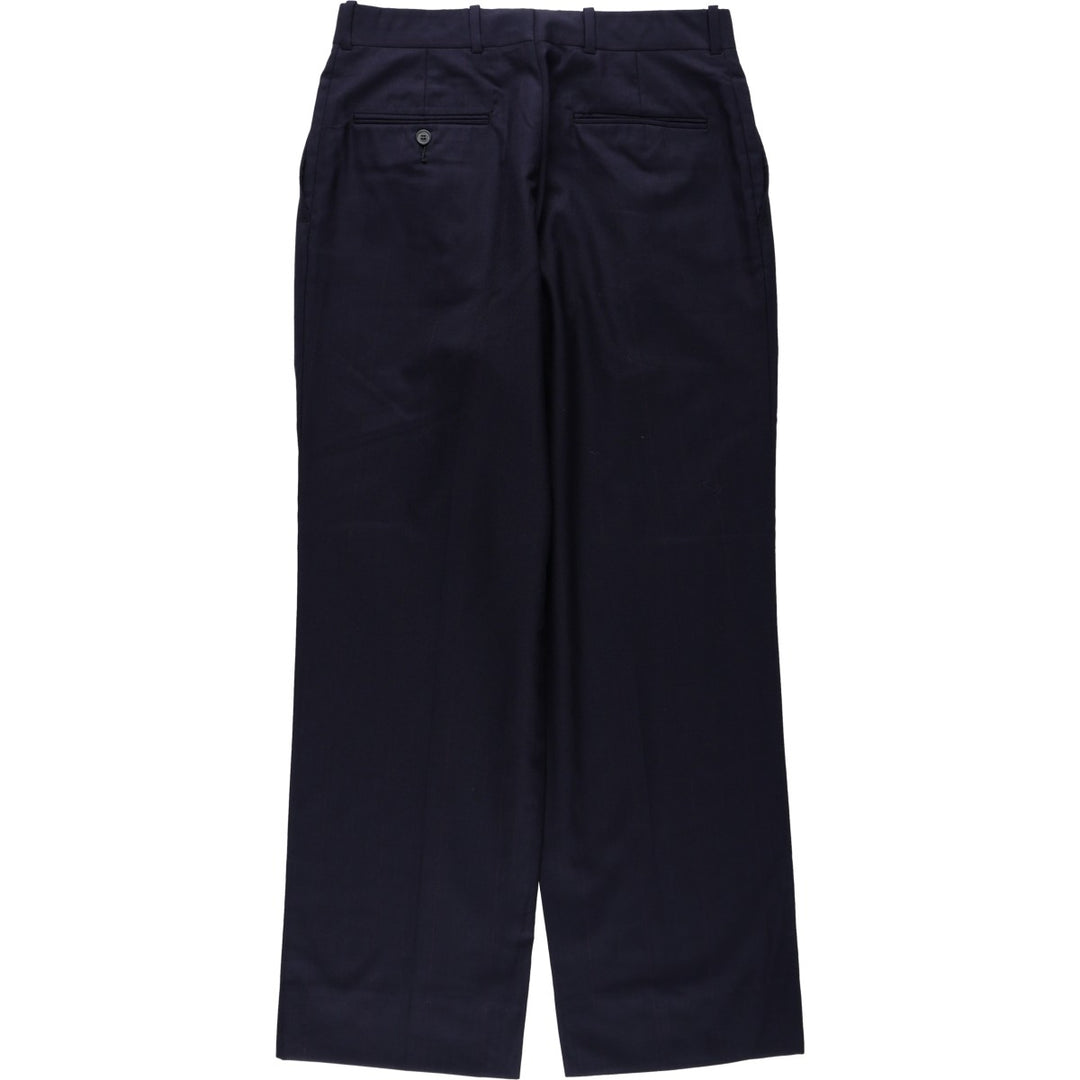 Striped Pattern Two-Pleat Wool Trousers/Slacks, Men's Size W31 (approx.) wool navy blue type Vintage Second Hand