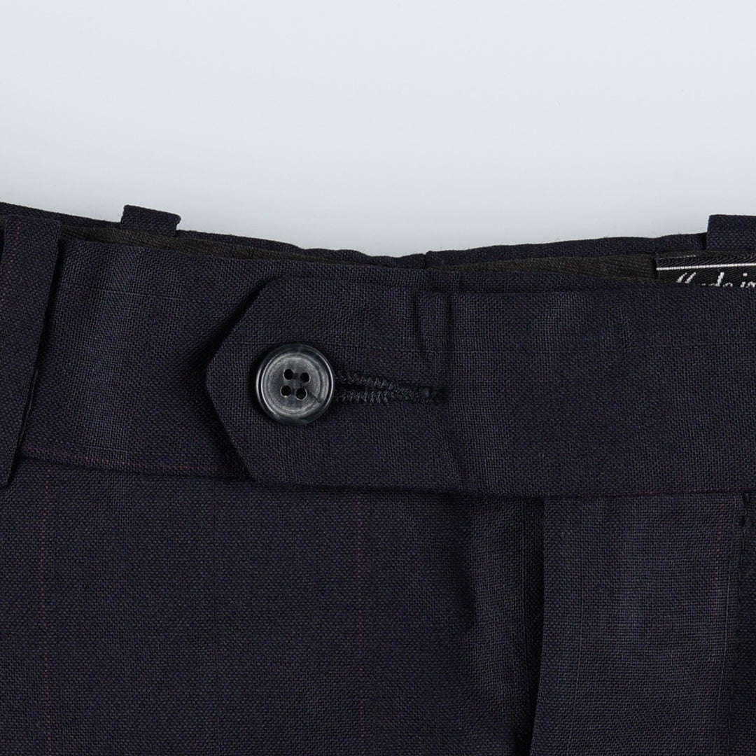 Striped Pattern Two-Pleat Wool Trousers/Slacks, Men's Size W31 (approx.) wool navy blue type Vintage Second Hand