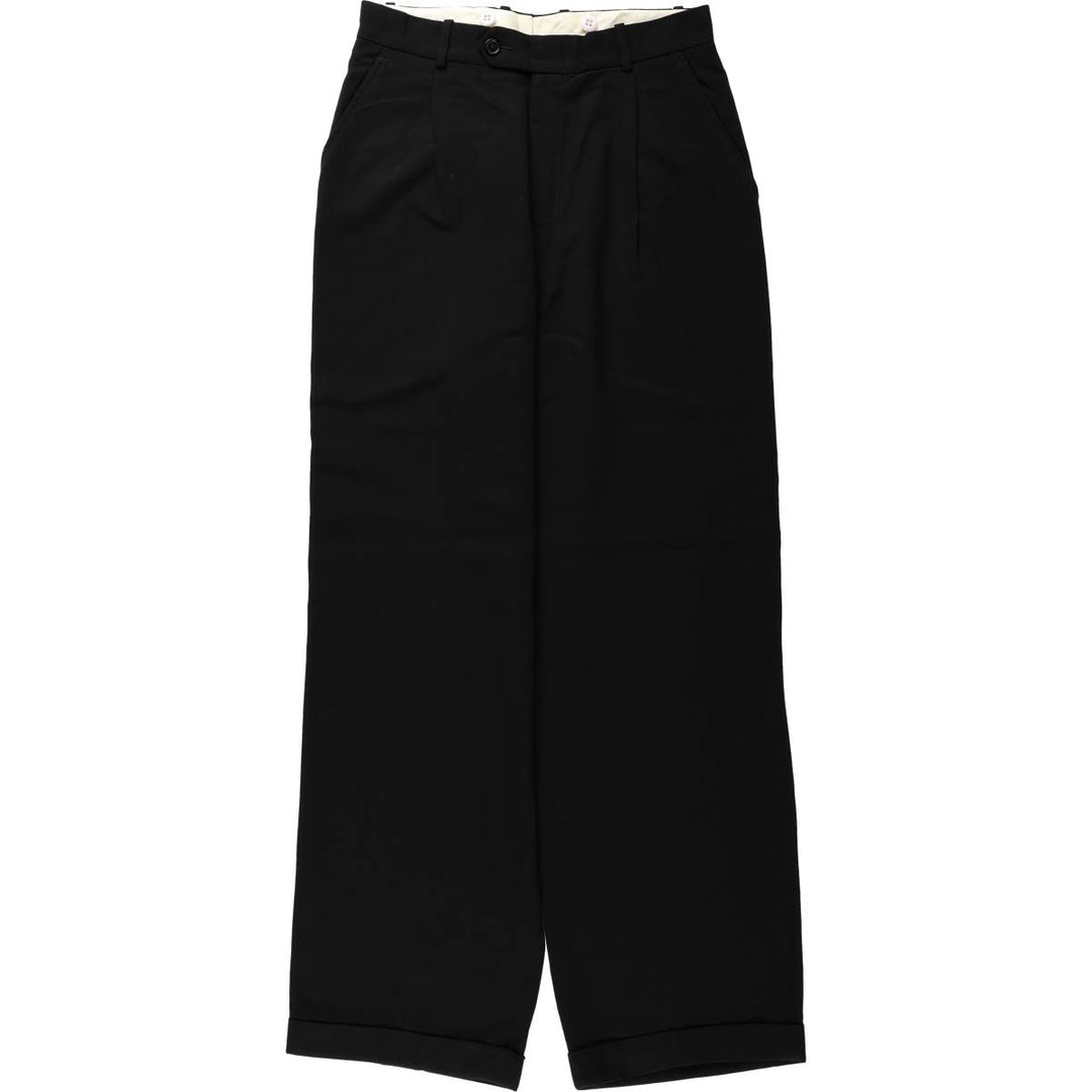 Women's one-tuck slacks, size L (equivalent to W28). unclear black type Vintage Second Hand