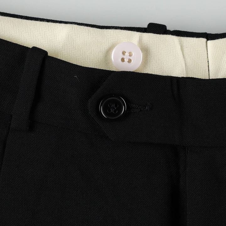 Women's one-tuck slacks, size L (equivalent to W28). unclear black type Vintage Second Hand