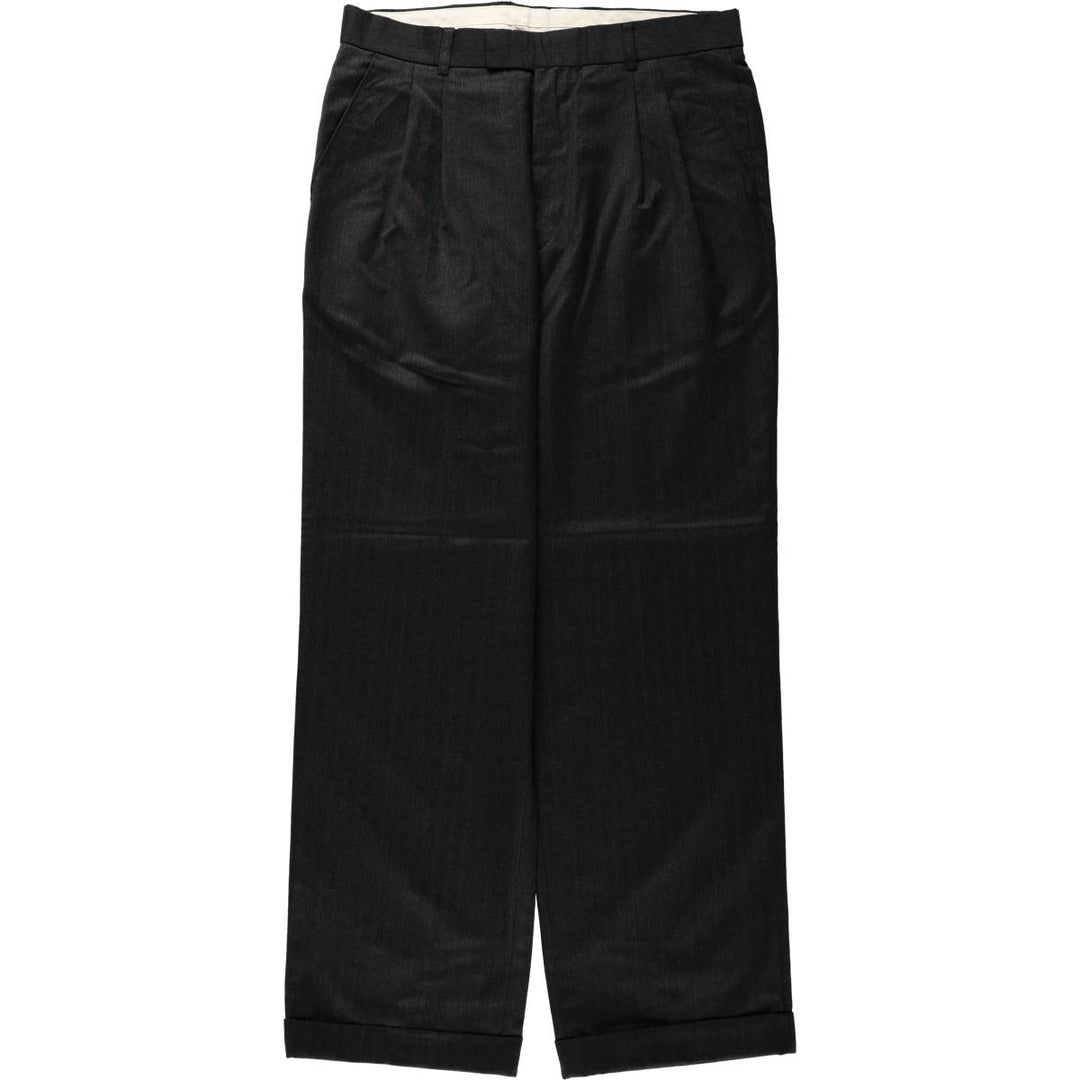 ALEXANDRE LONDON Two-Pleat Wool Trousers, Made in England, Men's Size W31 (approx.), Vintage wool Charcoal Vintage Second Hand