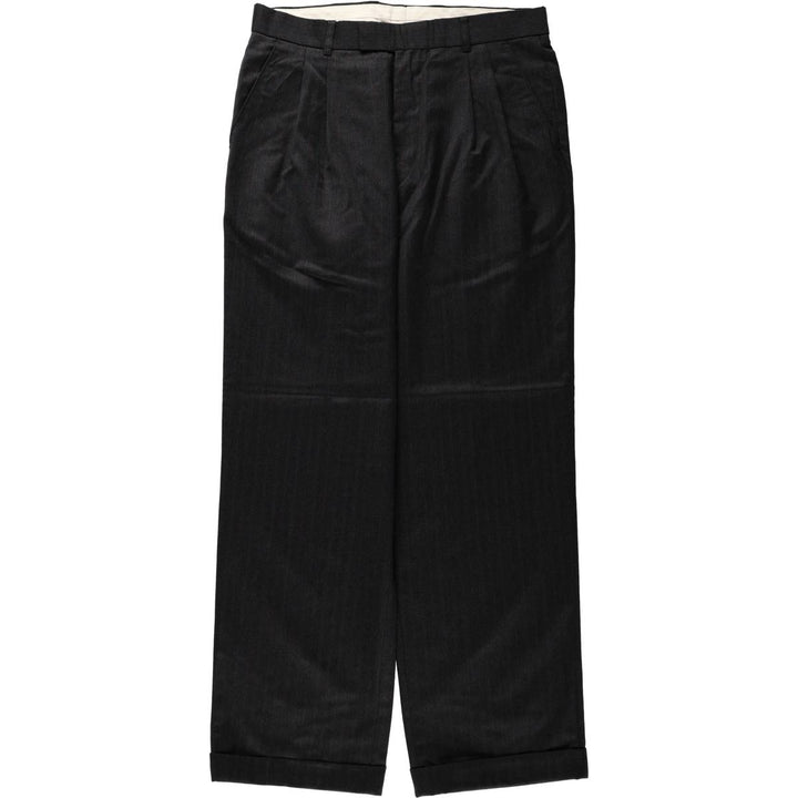 ALEXANDRE LONDON Two-Pleat Wool Trousers, Made in England, Men's Size W31 (approx.), Vintage wool Charcoal Vintage Second Hand