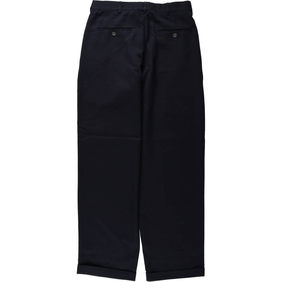 90'S SLATES Two-Pleat Poly/Wool Trousers, Men's W30 (approx.), Vintage polyester navy blue type Vintage Second Hand