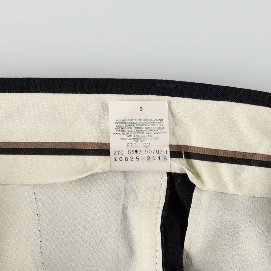 90'S SLATES Two-Pleat Poly/Wool Trousers, Men's W30 (approx.), Vintage polyester navy blue type Vintage Second Hand