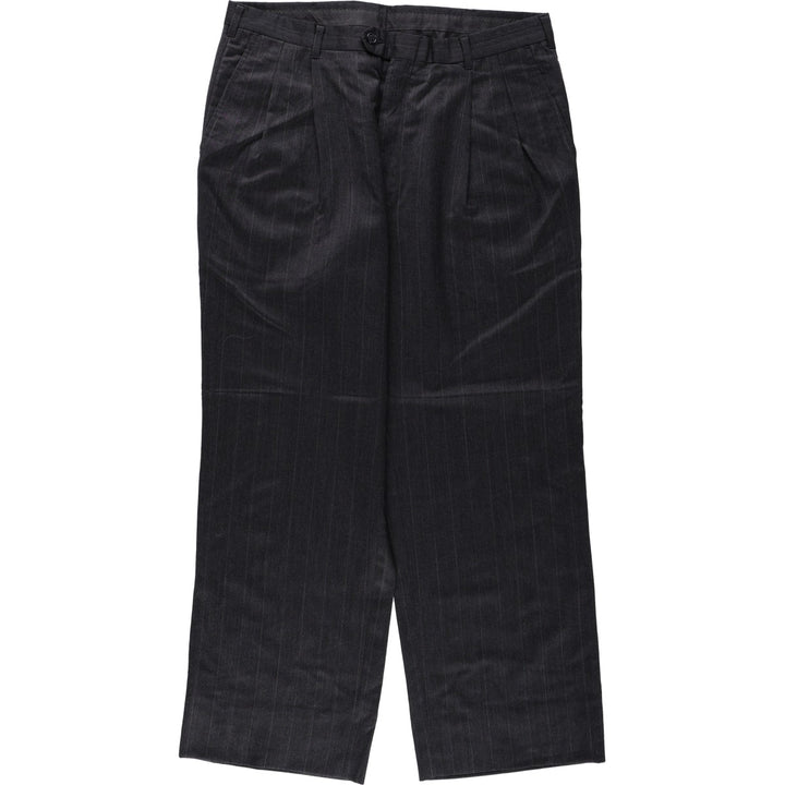Vintage striped two-pleat slacks for men, size W35. unclear gray type Vintage Second Hand