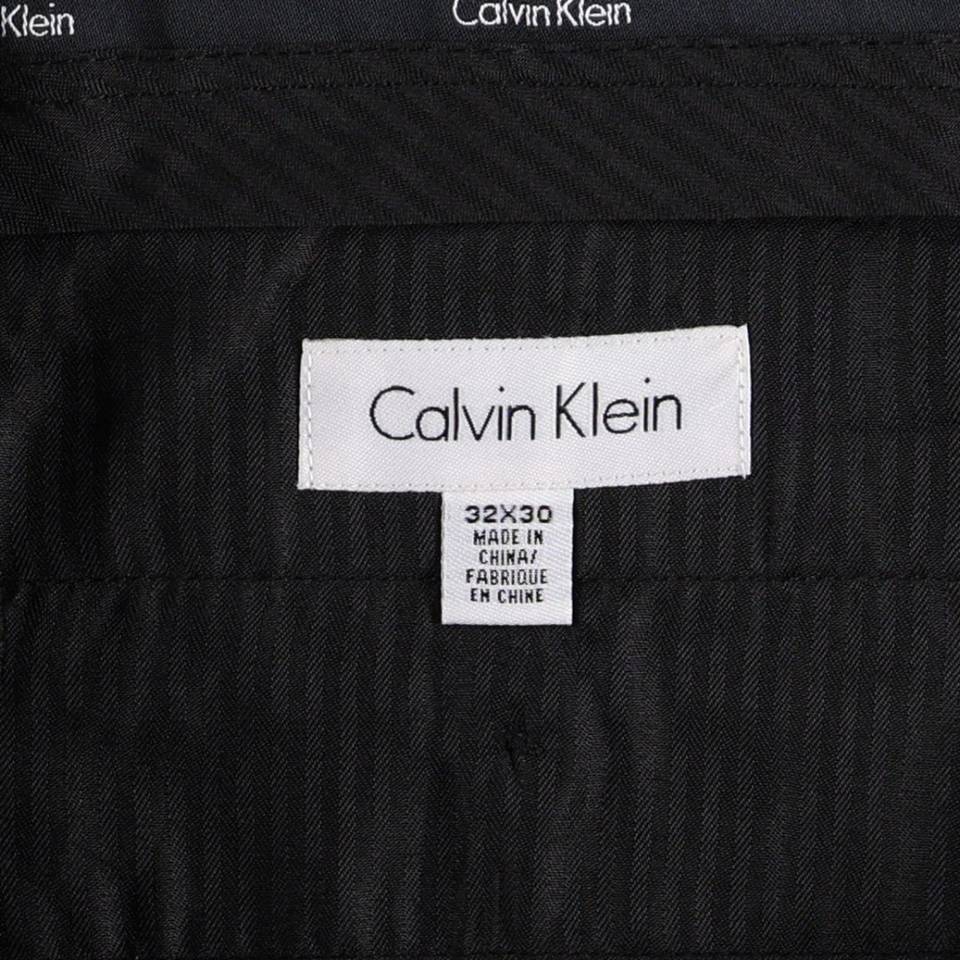 Calvin Klein slacks for men, size W33 (approx.) polyester black type Vintage Second Hand