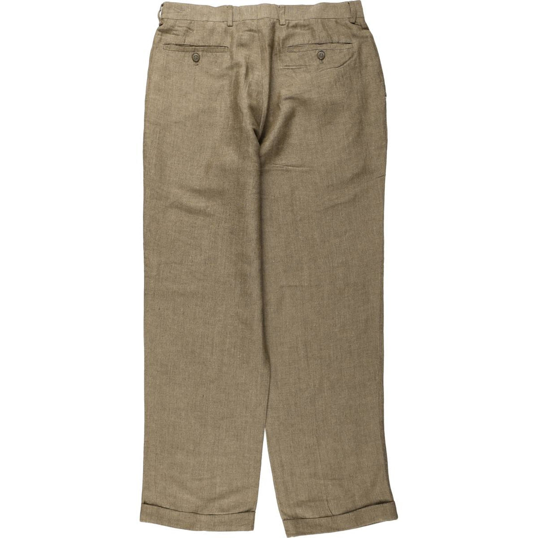 Louis Raphael two-pleat wool trousers, men's size W34 (approx.) linen Khaki type Vintage Second Hand