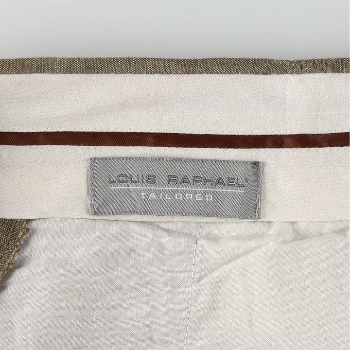 Louis Raphael two-pleat wool trousers, men's size W34 (approx.) linen Khaki type Vintage Second Hand