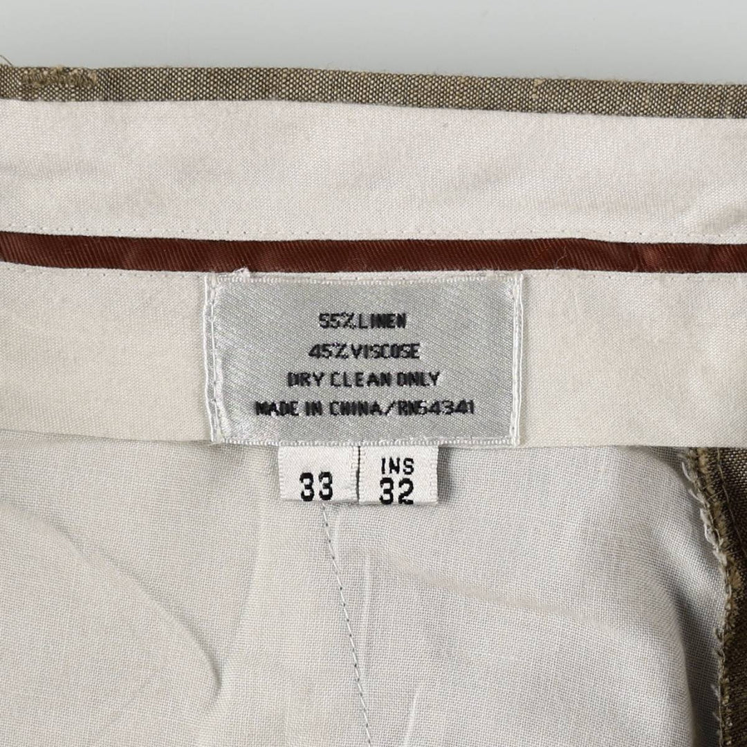 Louis Raphael two-pleat wool trousers, men's size W34 (approx.) linen Khaki type Vintage Second Hand