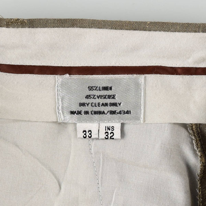 Louis Raphael two-pleat wool trousers, men's size W34 (approx.) linen Khaki type Vintage Second Hand