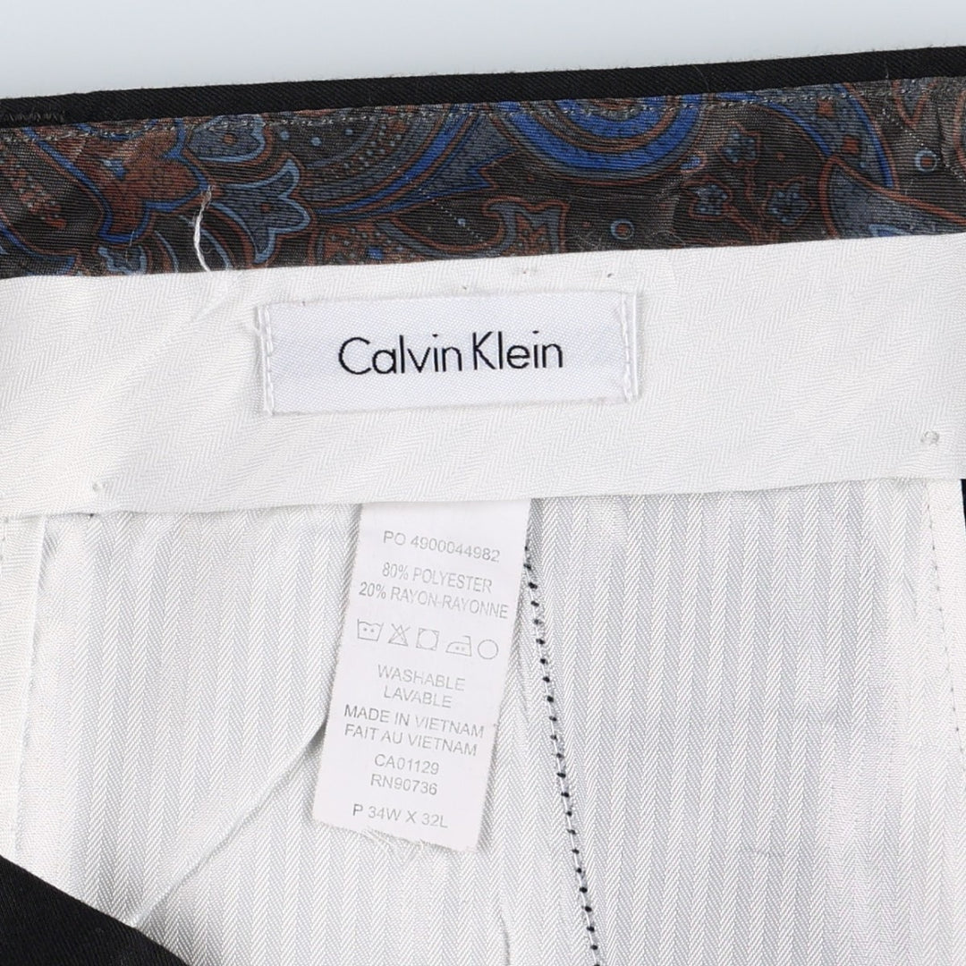 Calvin Klein slacks for men, size W34 (approx.) polyester black type Vintage Second Hand