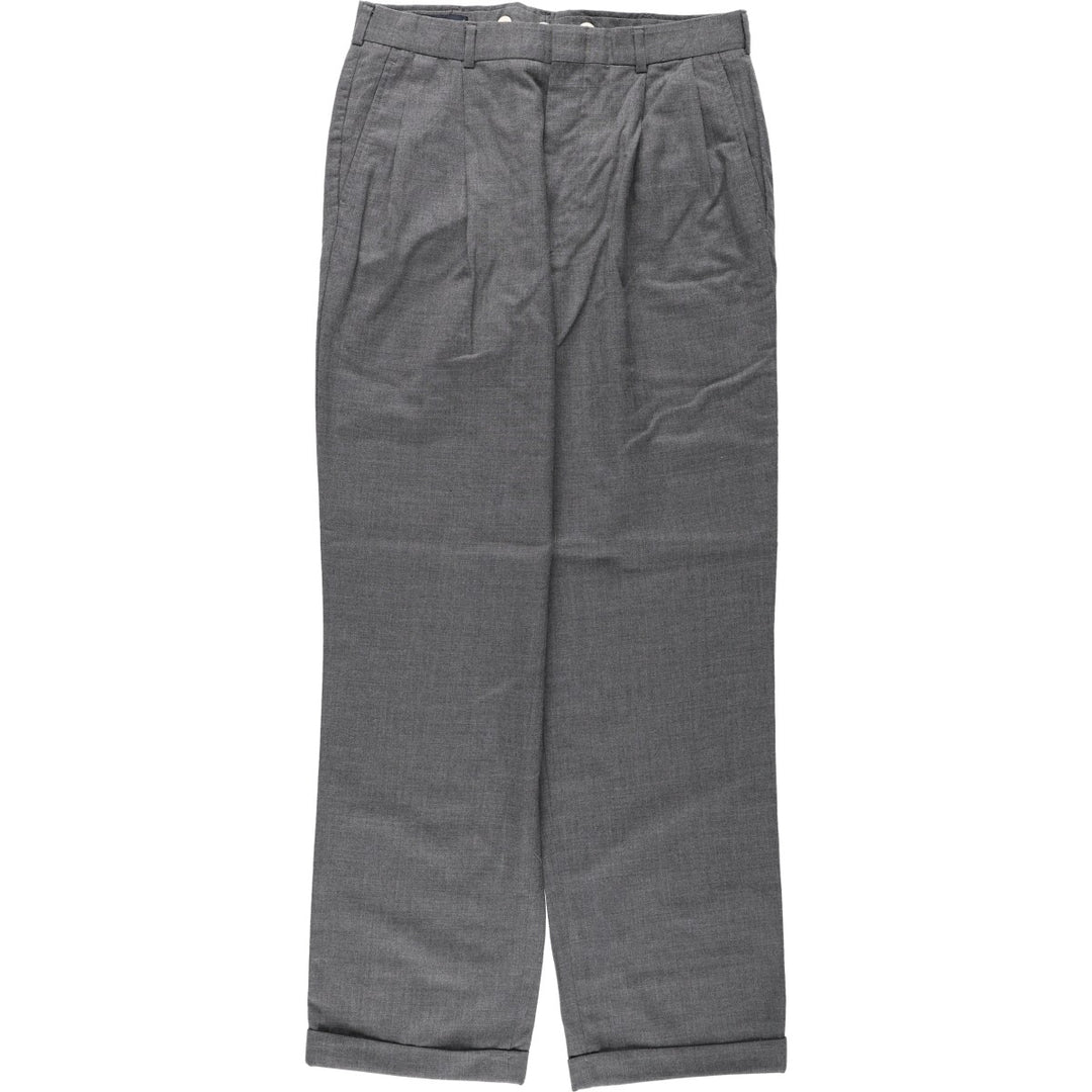 80s-90'S Lands' End Two-Pleat Wool Trousers, Made in USA, Men's Size W31 (approx.), Vintage wool gray type Vintage Second Hand