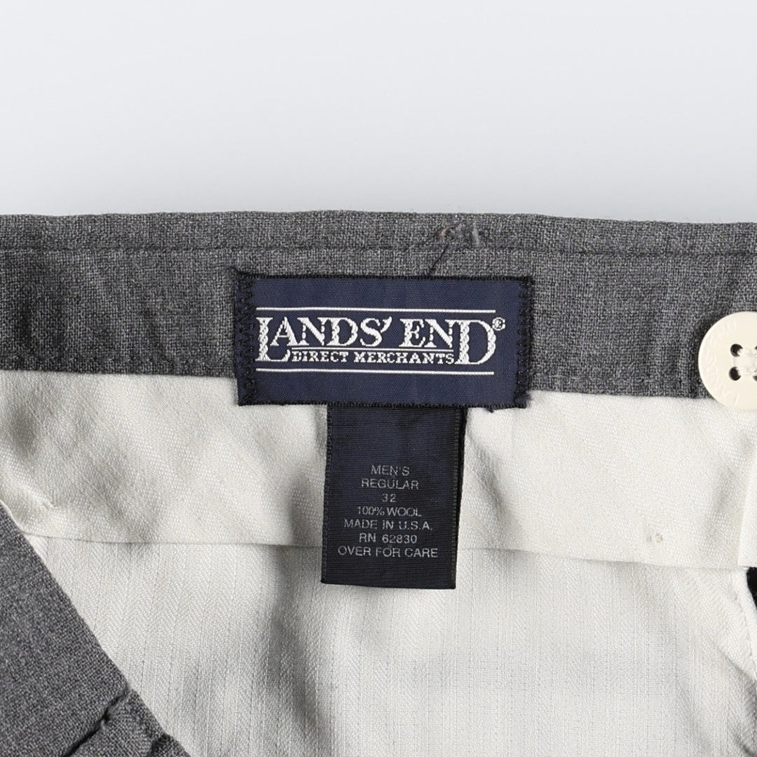 80s-90'S Lands' End Two-Pleat Wool Trousers, Made in USA, Men's Size W31 (approx.), Vintage wool gray type Vintage Second Hand