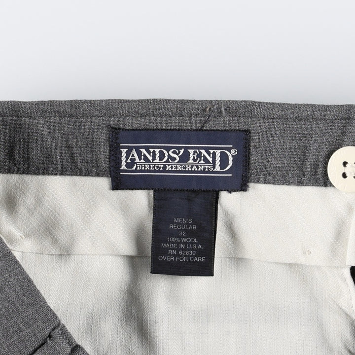 80s-90'S Lands' End Two-Pleat Wool Trousers, Made in USA, Men's Size W31 (approx.), Vintage wool gray type Vintage Second Hand