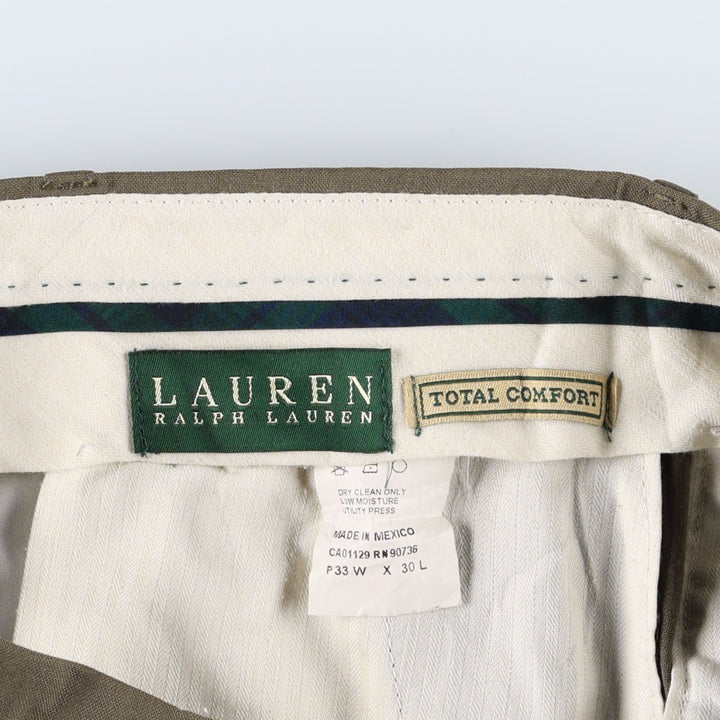Ralph Lauren TOTAL COMFORT two-pleat wool trousers, men's size W32 (approx.) wool Khaki type beige Vintage Second Hand