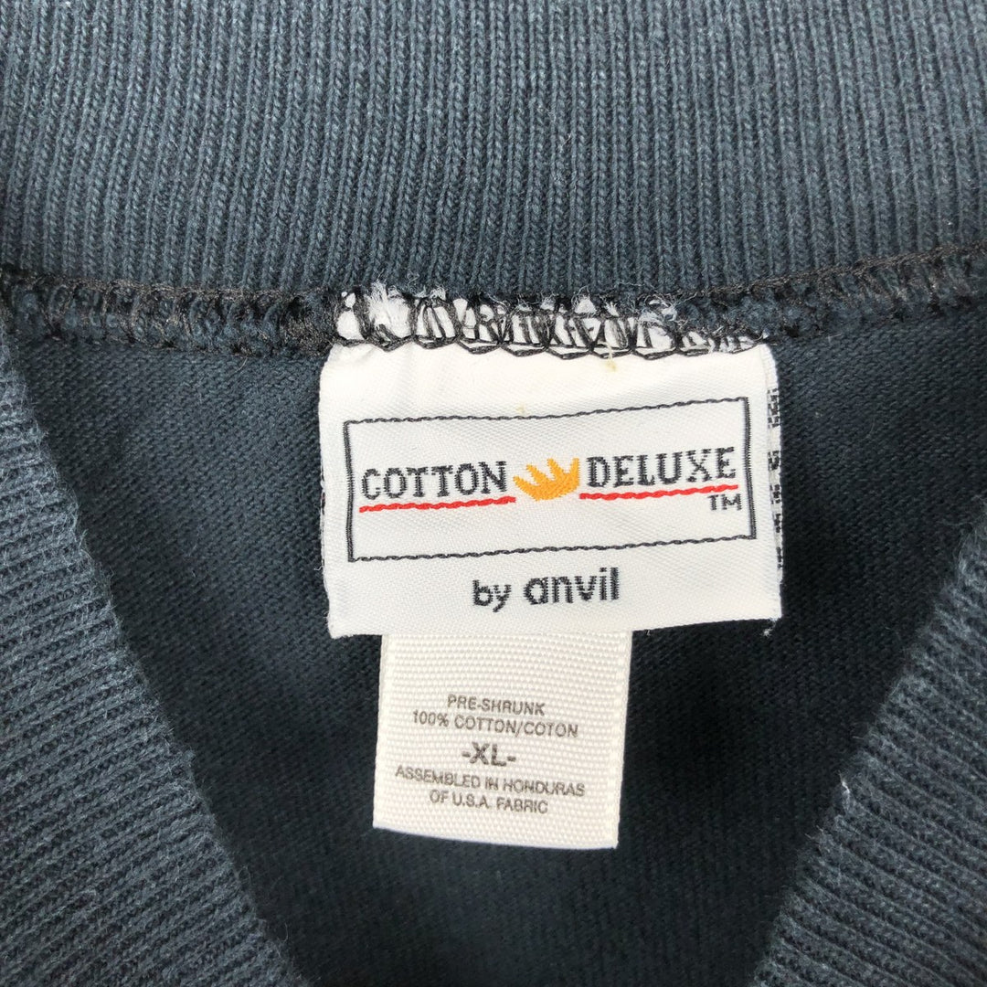 COTTON DELUXE by ANVIL Long-Sleeve T-Shirt (Men's XL equivalent) cotton navy blue type Vintage Second Hand
