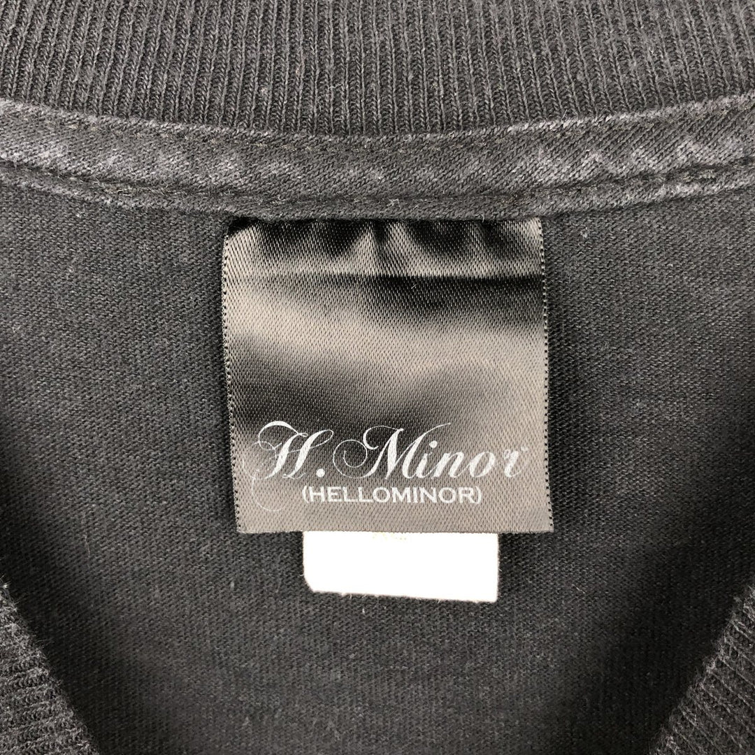 H.Minor Large Print Long-Sleeve T-Shirt, Made in USA, Men's XL Equivalent cotton black type Vintage Second Hand