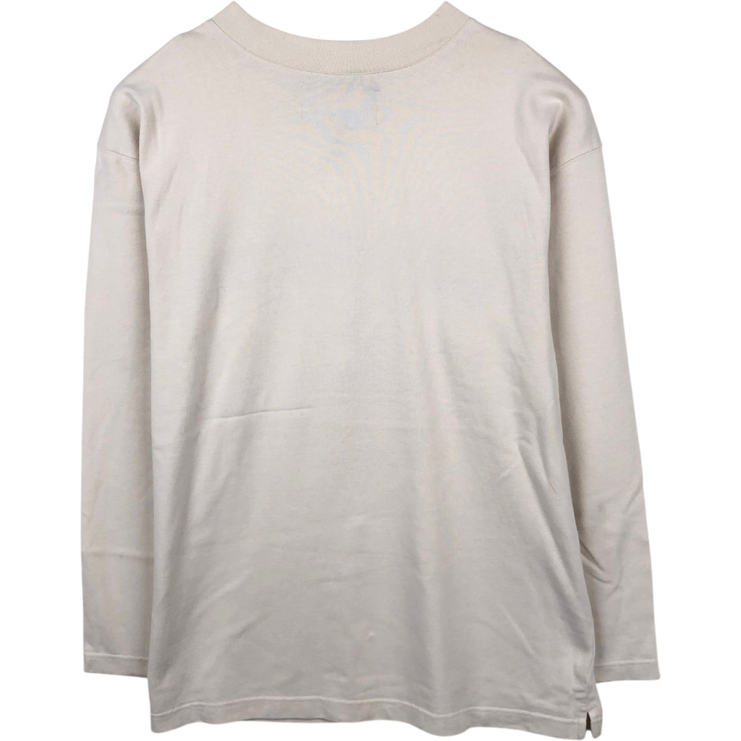 Harley-Davidson Henley Neck Motorcycle Long-Sleeve T-Shirt (Men's Size L) cotton Beige type Vintage Second Hand