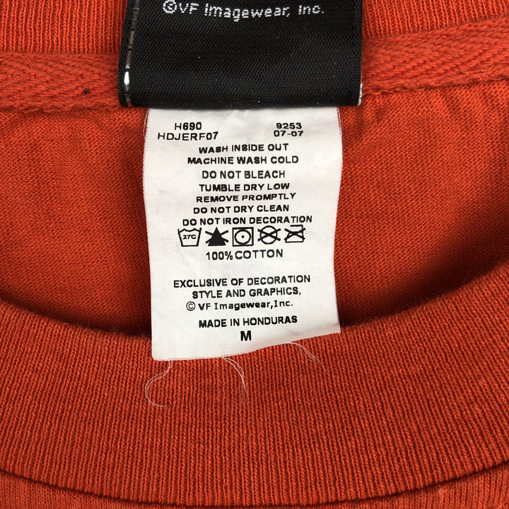 Harley-Davidson Motorcycle Long Sleeve T-Shirt, Men's Size Medium cotton orange type Vintage Second Hand