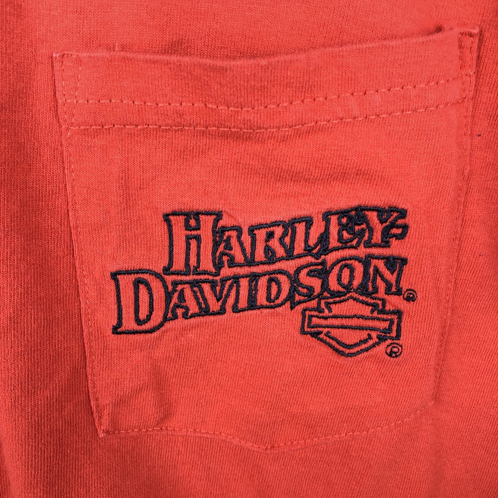 Harley-Davidson Motorcycle Long Sleeve T-Shirt, Men's Size Medium cotton orange type Vintage Second Hand