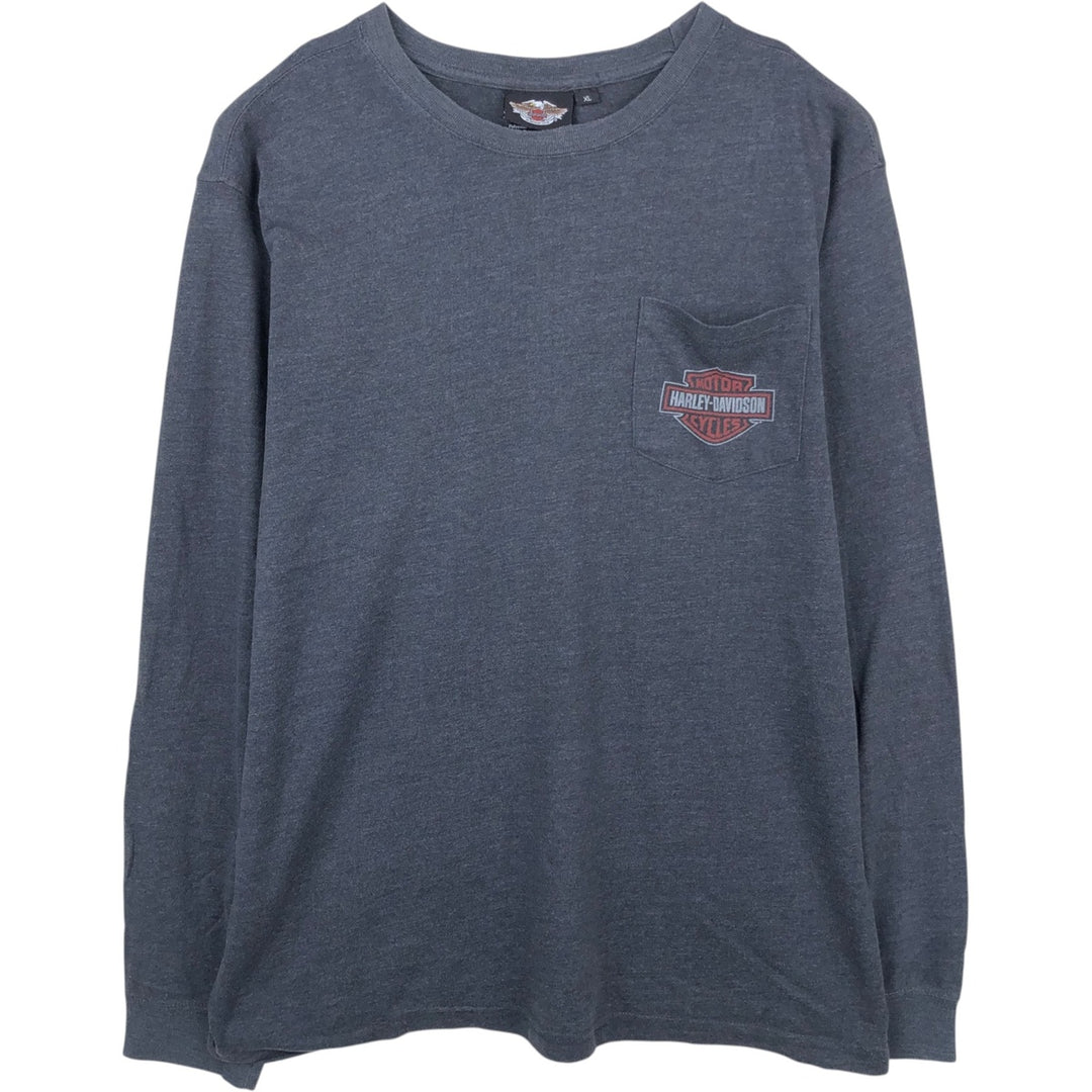 Harley-Davidson Long Sleeve T-Shirt, Men's XL Size cotton black type Vintage Second Hand