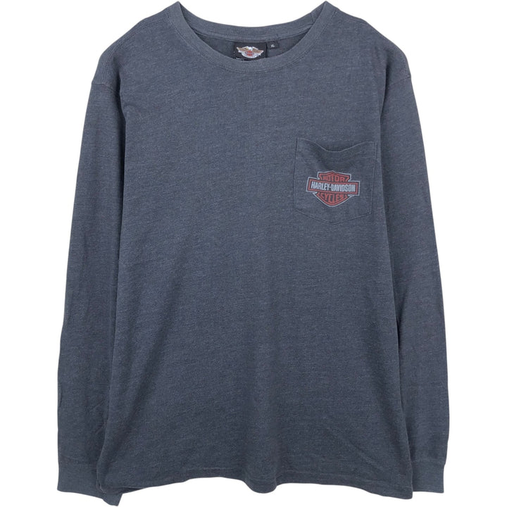 Harley-Davidson Long Sleeve T-Shirt, Men's XL Size cotton black type Vintage Second Hand