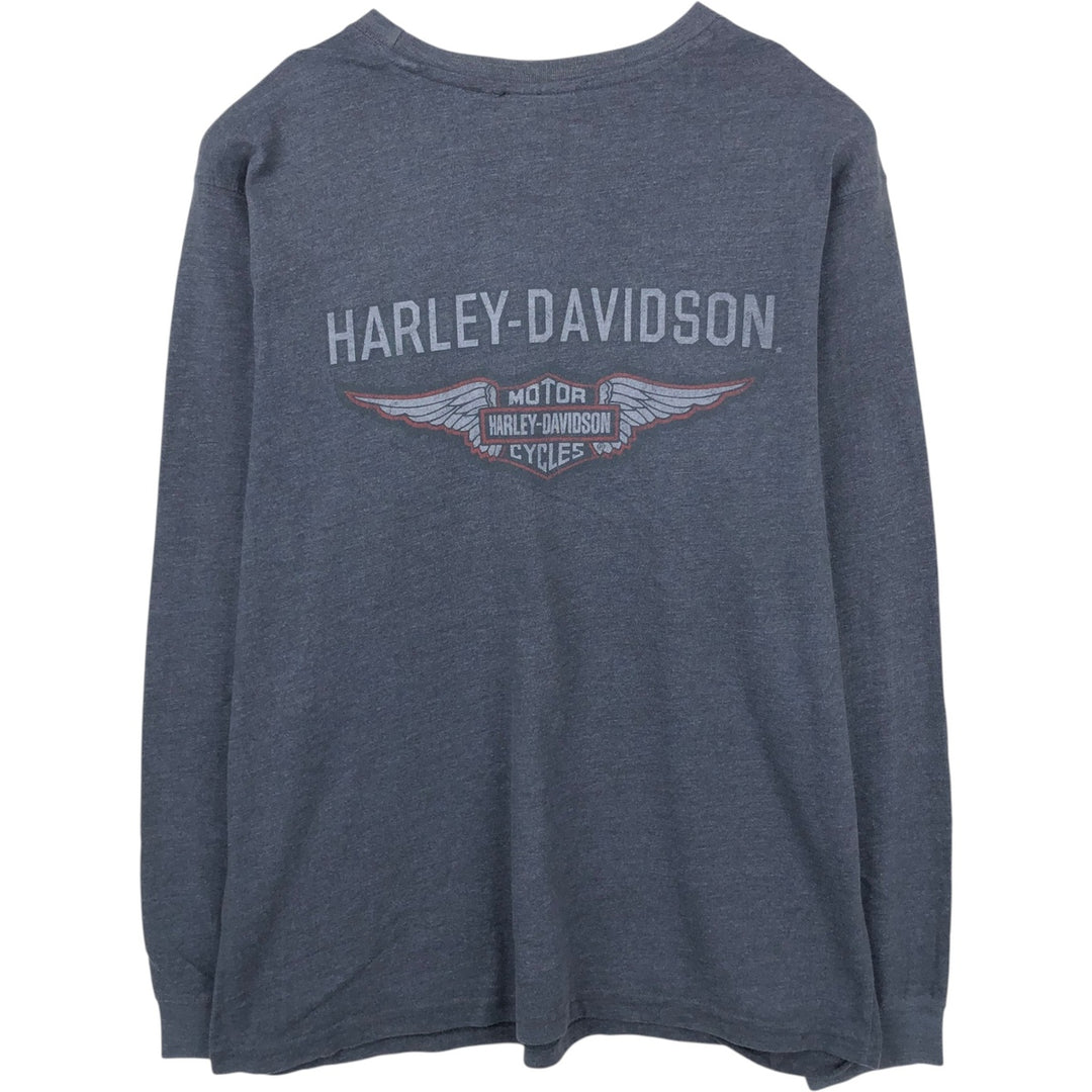 Harley-Davidson Long Sleeve T-Shirt, Men's XL Size cotton black type Vintage Second Hand