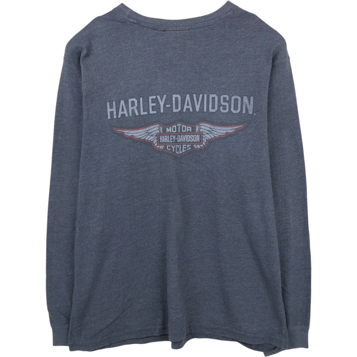 Harley-Davidson Long Sleeve T-Shirt, Men's XL Size cotton black type Vintage Second Hand