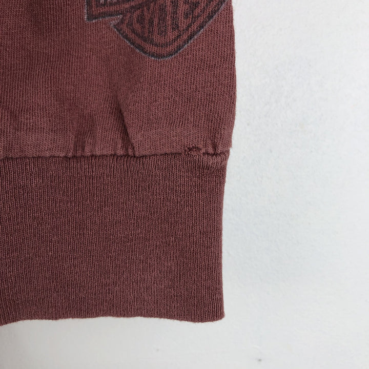 Harley-Davidson Eagle Pattern Motorcycle Long-Sleeve T-Shirt (Men's Size L) cotton red type reddish brown Vintage Second Hand