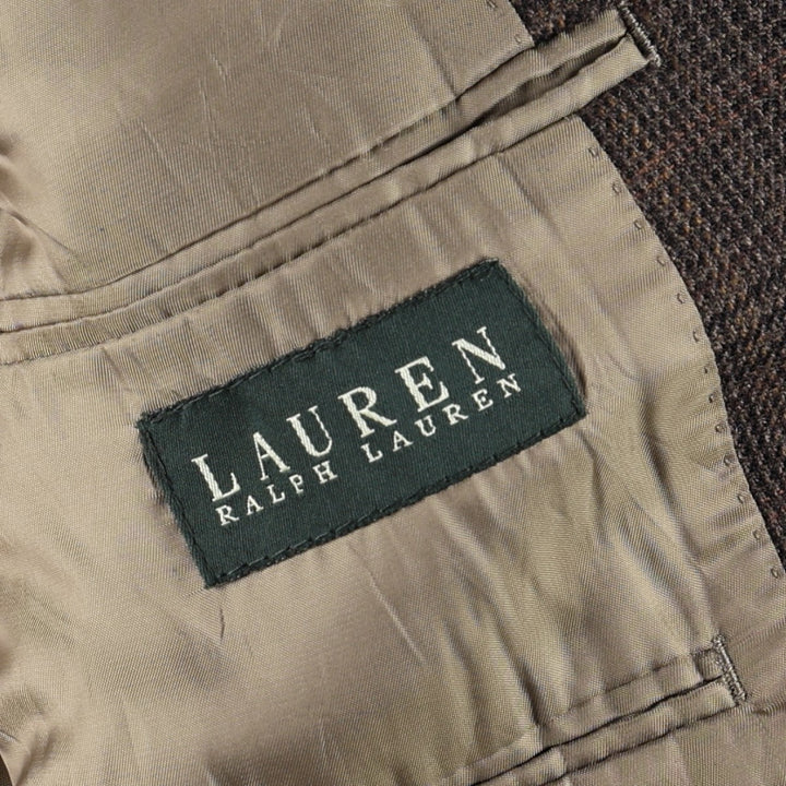 Ralph Lauren LAUREN Check Pattern Wool Tailored Jacket, Men's Size L (approx.) wool brown type Vintage Second Hand