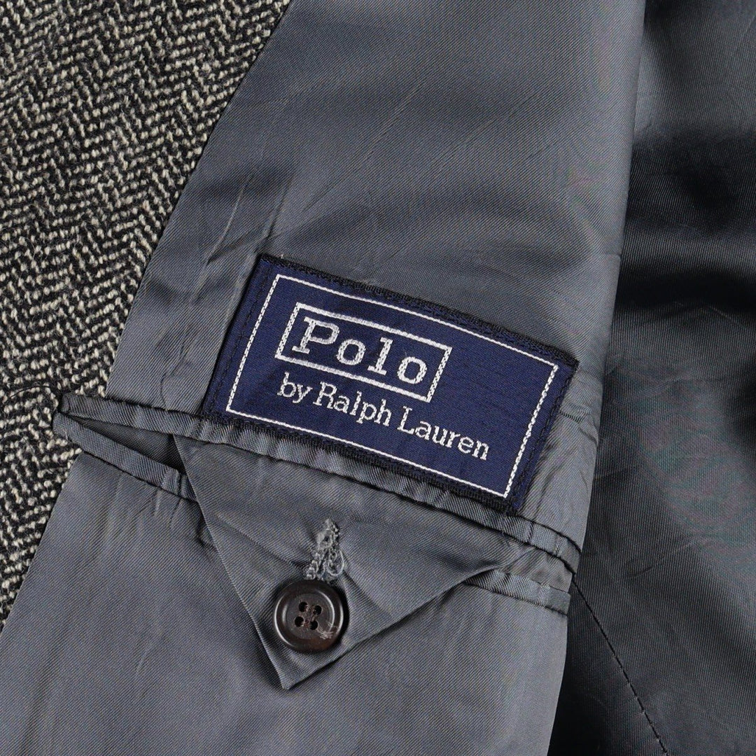 Ralph Lauren POLO by Ralph Lauren herringbone tailored jacket, made in the USA, men's size XL equivalent. unclear Charcoal Vintage Second Hand