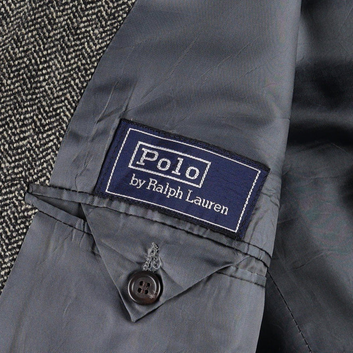 Ralph Lauren POLO by Ralph Lauren herringbone tailored jacket, made in the USA, men's size XL equivalent. unclear Charcoal Vintage Second Hand
