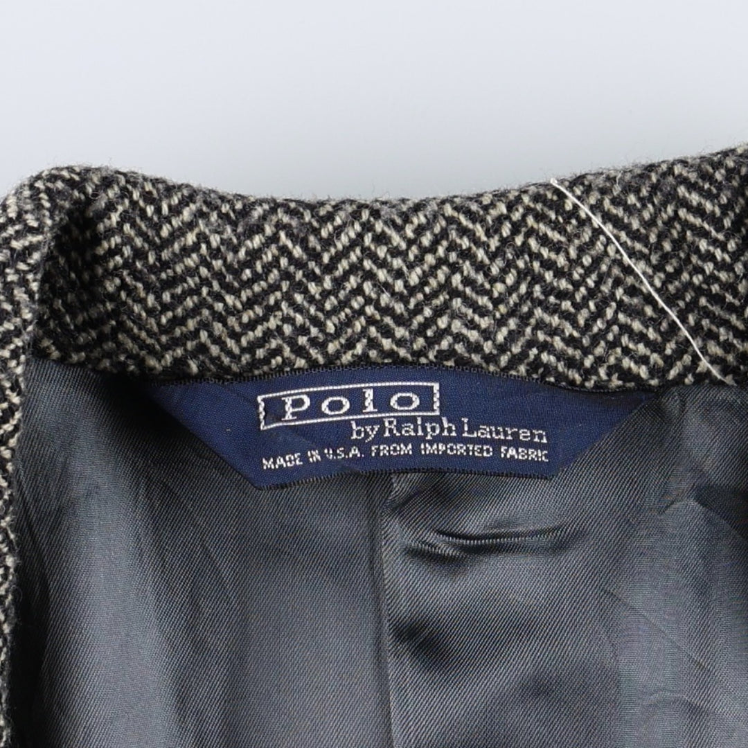 Ralph Lauren POLO by Ralph Lauren herringbone tailored jacket, made in the USA, men's size XL equivalent. unclear Charcoal Vintage Second Hand