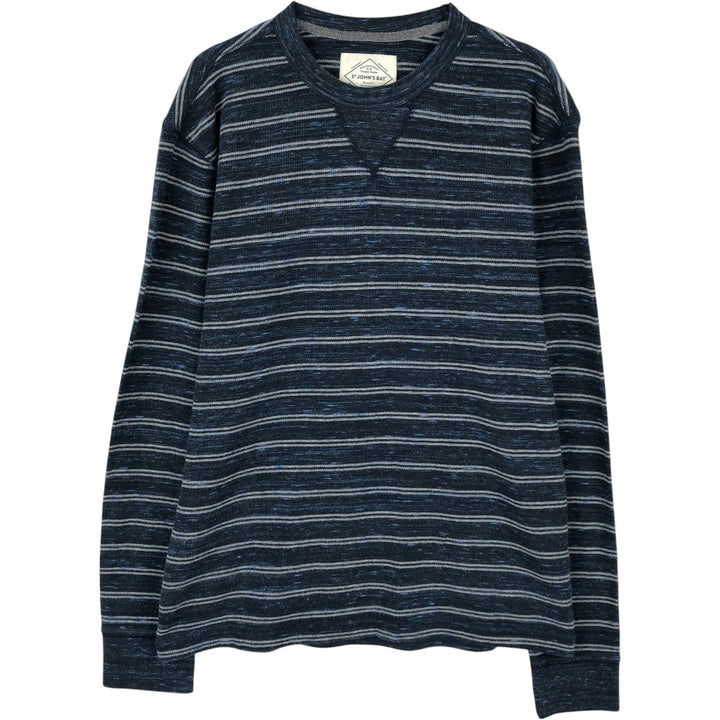St. John's Bay Multi-Border Thermal Long-Sleeve T-Shirt, Men's Size M (approx.) cotton navy blue type Vintage Second Hand