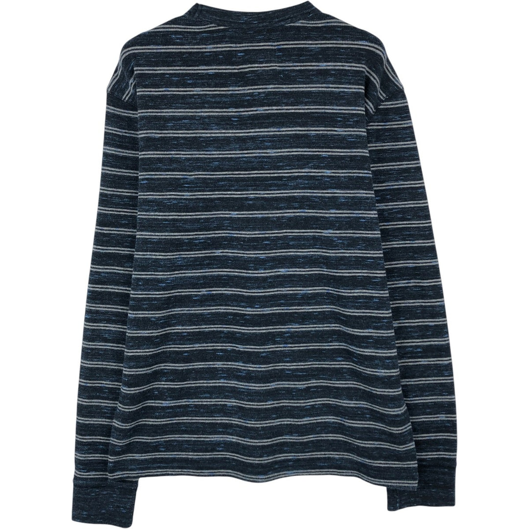 St. John's Bay Multi-Border Thermal Long-Sleeve T-Shirt, Men's Size M (approx.) cotton navy blue type Vintage Second Hand