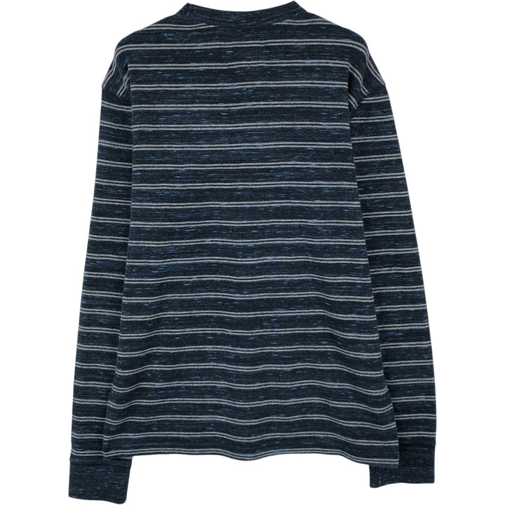 St. John's Bay Multi-Border Thermal Long-Sleeve T-Shirt, Men's Size M (approx.) cotton navy blue type Vintage Second Hand
