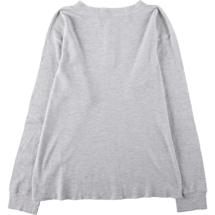 Big size 90'S Hanes Henley neck thermal long-sleeve T-shirt, waffle knit, men's equivalent to XXXL, vintage. cotton gray type Vintage Second Hand