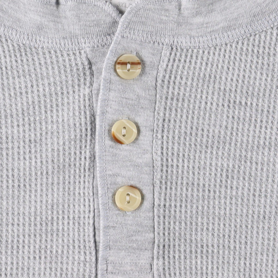 Big size 90'S Hanes Henley neck thermal long-sleeve T-shirt, waffle knit, men's equivalent to XXXL, vintage. cotton gray type Vintage Second Hand