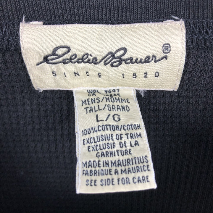~90'S Eddie Bauer Thermal Long-Sleeve T-Shirt, Men's Size L (Equivalent), Vintage cotton black type Vintage Second Hand