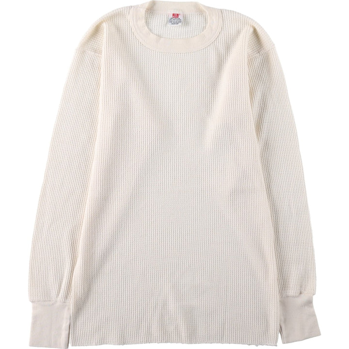 90s-00'S Hanes Thermal Long-Sleeve T-Shirt, Waffle Knit, Men's Size M (Equivalent), Vintage cotton pale white type Vintage Second Hand