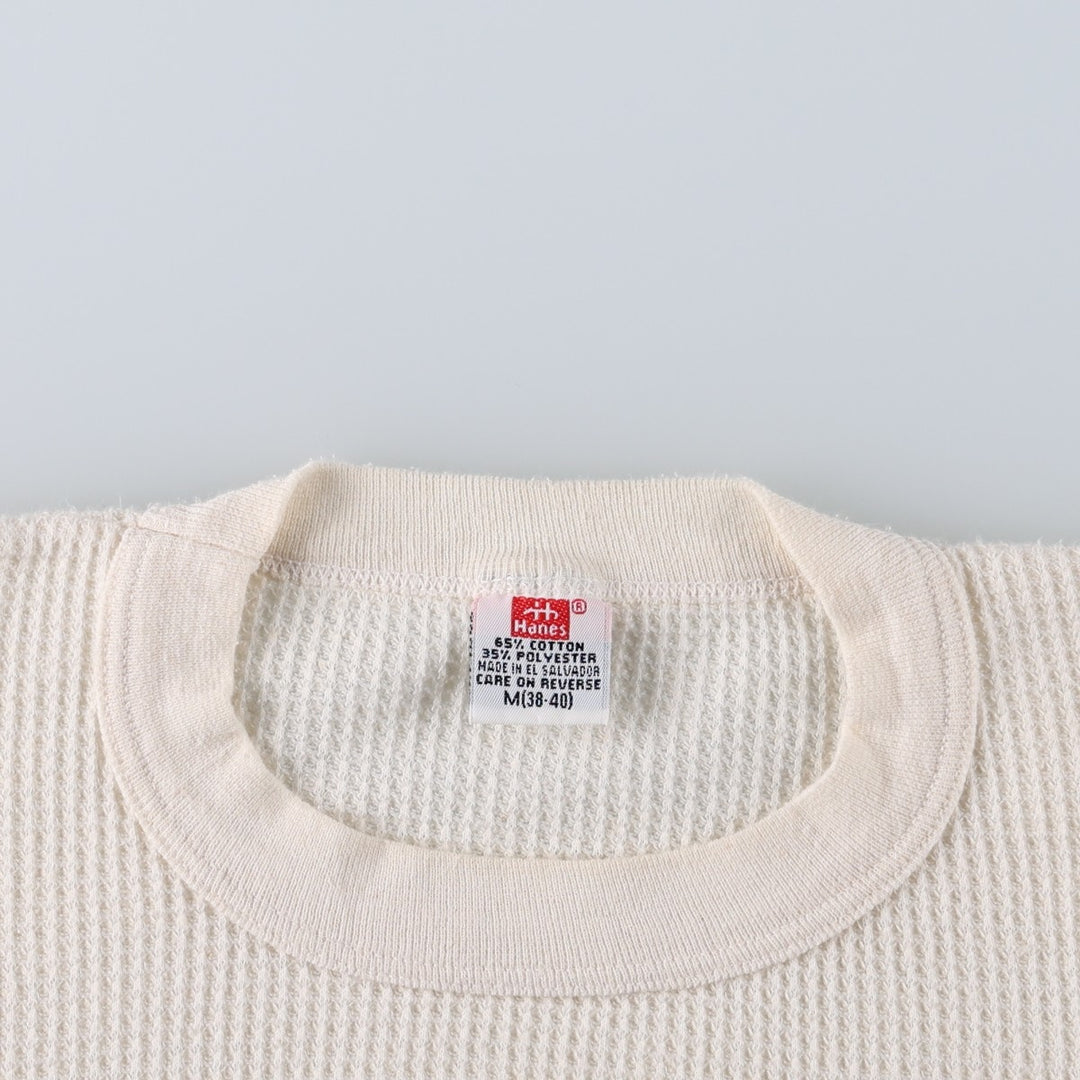 90s-00'S Hanes Thermal Long-Sleeve T-Shirt, Waffle Knit, Men's Size M (Equivalent), Vintage cotton pale white type Vintage Second Hand