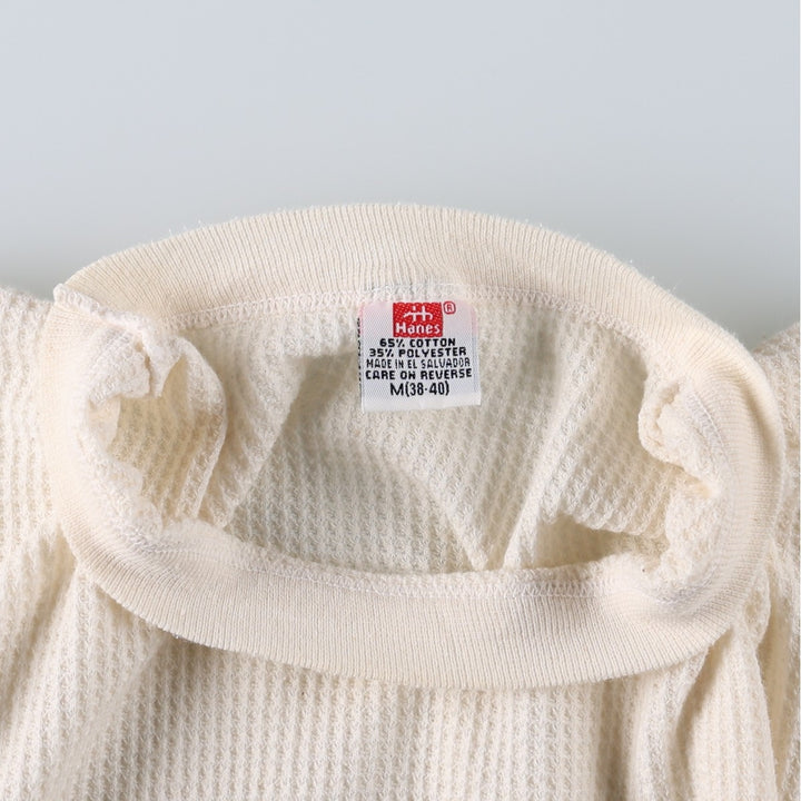 90s-00'S Hanes Thermal Long-Sleeve T-Shirt, Waffle Knit, Men's Size M (Equivalent), Vintage cotton pale white type Vintage Second Hand
